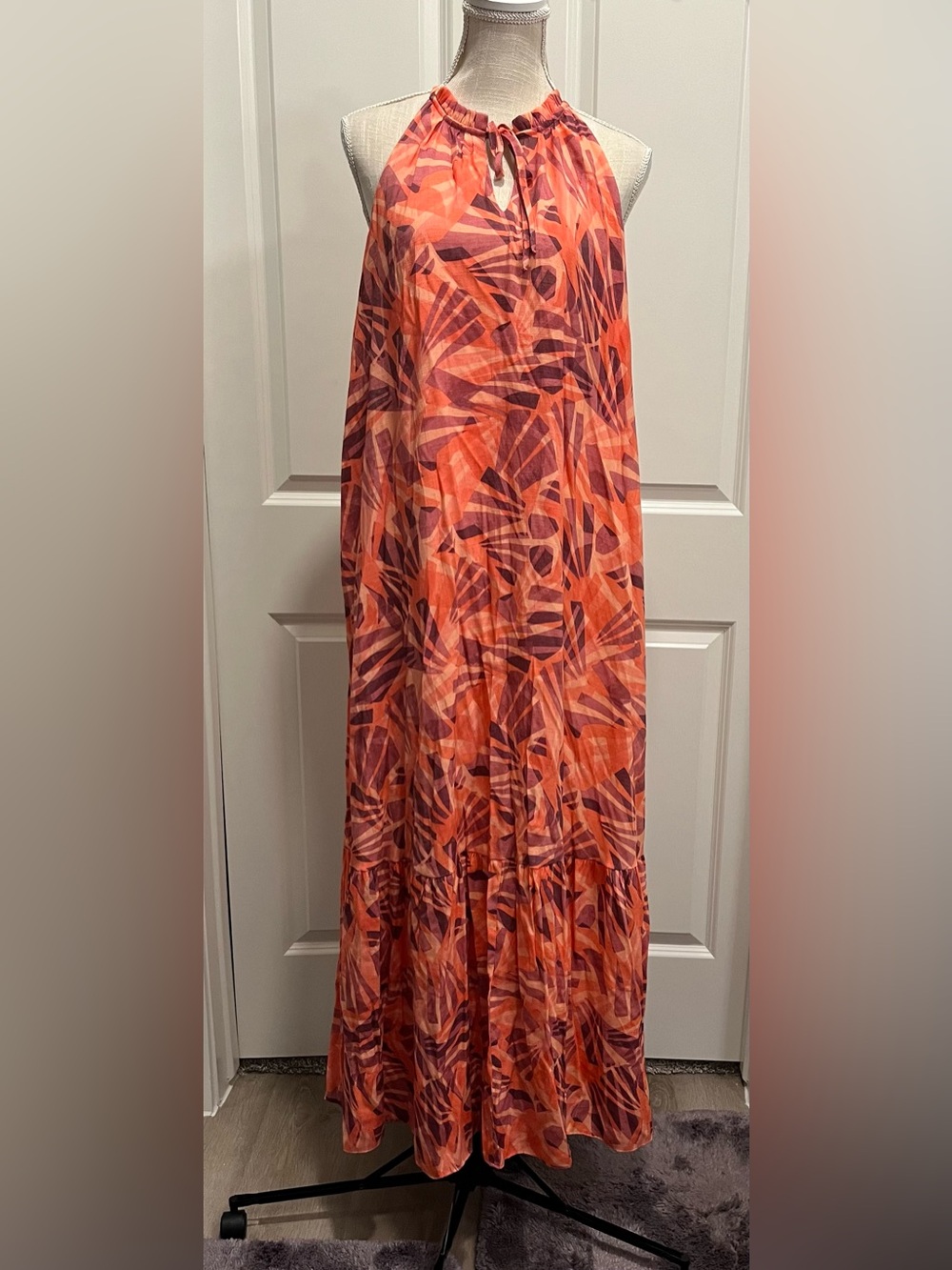 Sleeveless Halter Maxi Dress Size Large Tropical Beach Resort Vacation Cruise